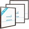 PHOTOLINI Cornici 40x40 cm legno MDF rovere scuro, set di 3 cornici per poster, plexiglass infrangibile, da parete, accessori extra inclusi - per foto, immagini e poster