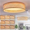 hofstein Plafoniera a LED Barroca, lampada da soffitto dimmerabile in metallo/bambù/plastica bianco/naturale, boho con funzione memory, CCT regolabile, telecomando, 24 watt, soggiorno, camera letto