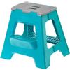Vigar Compatto Sgabello Pieghevole per Adulti, 40 cm, 2 Gradini, Sgabello Pieghevole Portatile Antiscivolo per Casa, Cucina, Bagno, Campeggio, Doccia, Supporta fino a 150 kg, Turchese