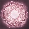 damastoreitalia Catena luminosa natalizia a led da interno e da esterno luci per albero di natale IP44 15 metri 300 led (300 led - cavo trasparente - luce rosa)