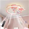LASANYA Ventilatore Da Soffitto Con Luce E Telecomando, Silenzioso Plafoniera Con Ventilatore Da Soffitto Con Altoparlante Bluetooth, Lampadario Ventilatore Cameretta Dimmerabile-Rosa