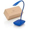 Auraglow Lampada da scrivania a LED a collo di cigno regolabile, ricaricabile, senza fili, flessibile, con controllo touch e dimmerabile, luce da lettura per casa e ufficio
