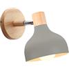iDEGU Lampada da Parete Retrò LED Applique da Parete Interno Vintage in Legno Metallo Moderne Lampada a Muro Stile Scandinavo Orientabile E27 Illuminazione per Camera da Letto Soggiorno (Grigio)