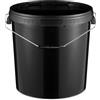 BenBow Secchio con coperchio 30l nero 3x 30 litri - sicuro per gli alimenti, stabile, ermetico, a prova di perdite, inodore - contenitore di stoccaggio in plastica, con maniglie - vuoto