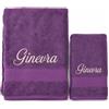 Manifattura Tessile Set Asciugamani Spugna Viola Mosto - Set Viso e Ospite Personalizzati con Nome Ricamato, 100% Cotone Morbido e Assorbente, Ricamo Artigianale, Idea Regalo Uomo Donna