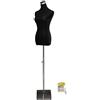 Loywe Manichino da sartoria, busto Torso da Donna per vetrine, con altezza regolabile Base quadrata in metallo Gr. 32-36 Nero LW6036S