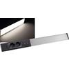 ChiliTec Lampada da sottopensile a LED Arusha, lunghezza 60 cm, alluminio e plastica, corpo nero, con USB A+C, luce bianca neutra, interruttore della luce separato