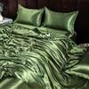 GENPICONG Set di Biancheria da Letto in Seta con Copripiumino, Lenzuolo, Federa, Lenzuolo in Raso di Lusso, Tinta Unita, King Size, Queen Size, Full Size, Twin Size