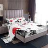 Loussiesd Set completo di lenzuola giapponese Ukiyoe con ciliegie in fiore e soli rossi per bambini, ragazzi e ragazze, stile giapponese, lenzuola, stile esotico, set completo di biancheria da letto 4 pezzi per