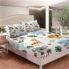 Loussiesd Set di lenzuola con angoli e giraffa con leone di elefante, zoo e animali, set di lenzuola con angoli per bambini, ragazzi, ragazze, adulti, senza lenzuolo matrimoniale