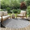 TAPISO Melissa Rotondo Tappeto Esterno Interno Pelo Corto Testure Piatta Moderno Monocromatico tonalità Grigio Chiaro Outdoor Indoor Oeko-Tex Terrazza Balcone Soggiorno Cucina 100 x 100 cm