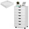 KOMFOTTEU Cassettiera Ufficio con 7 Cassetti, Cassettiera Scrivania con 4 Ruote Bloccabili, Schedario Portadocumenti in Legno, per Stampante per Studio, Camera da Letto, 49 x 40 x 87 cm (Bianco)