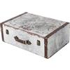 HMF Valigia decorativa vintage in legno, scatola portaoggetti con coperchio e maniglia in pelle, elegante idea regalo per matrimonio o compleanno | Mappa del mondo | 44 x 32 x 16 cm