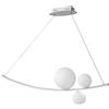 Ondaluce Altalena - Sospensione LED in metallo e vetro soffiato color Bianco e Oro, Bianco