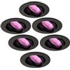 Ledvion - 6x SMART Faretti da incasso LEDs Rio, Nero, Slim WiFi, Dimmerabile, Rotondo, RGBWW, 2 Anni di Garanzia