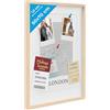 PHOTOLINI 3D cornice 50x70 cm naturale, profonda con vetro e passe-partout, cornice per oggetti fino a 1,5 cm di profondità, legno MDF - perfetta per il fai da te e come regalo
