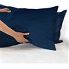 IlGruppone Coppia federe per Cuscino guanciale Letto 100% Cotone Made in Italy con Patella Interna - Blu - 52x80 cm