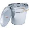 Spetebo - Secchio in metallo zincato con coperchio, da 12 litri, adatto per cenere, acqua o come vaso per piante