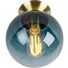 Qazqa pallon - Lampada da soffitto Art déco - 1 luce - Ø 200 mm - Blu - Art déco - Soggiorno I Camera da letto I Sala da Pranzo I Cucina