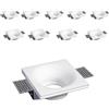 damastoreitalia 10 Pezzi Portafaretto da incasso quadrato in gesso a scomparsa, compatibile con faretti GU10, senza vetro, foro incasso Ø105mm, design moderno per cartongesso (10)