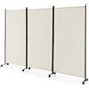 LIFEZEAL Divisorio a 3 Pannelli, Separè per Interno, Esterno, Paravento Mobile, Pieghevole, Parete Divisoria, Telaio in Metallo, con 8 Ruote, Protezione di Privacy, Separatore di Spazio (beige)