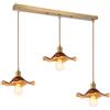 DLGLOLIN 3 Lampade A Sospensione in Vetro Interno Moderno Ambra Fiori Sospensione Apparecchi Vintage Ottone Dorato Lampadario Plafoniere per Cucina Cucina Soggiorno Camera