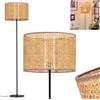 hofstein Lampada da terra Barcos, lampada da terra in metallo/intreccio viennese/rattan in nero/naturale, design scandinavo con paralume rotondo (Ø 40 cm) e interruttore a pedale, E27, senza lampadina