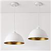 lux.pro Set di 2 Lampade a Sospensione con Paralumi Emisferici Ø 30 cm in Metallo Lampade da Soffitto con Lunghezza Regolabile per Cucina Sala Soggiorno - Bianco/Oro