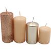 Dekohelden24 Candele a pilastro, candele dell'Avvento, candele a corona dell'Avvento, in nude/cappuccino, 4 misure - H 5 - 10 cm, Ø 4 cm, 280 g