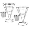 Jenngaoo Cesto cono per patatine fritte, Portafriggere Snack Espositore per pollo fritto Cesto in filo metallico con mestolo di salsa Forniture per feste per cucina Home Patatine fritte (2Pezzi Tazza Singola)