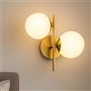 Dopa Applique da Parete Design Moderno a Doppia Sfera in Metallo Color Ottone con Paralumi in PE Doppio Attacco G9 Lampada Elegante per Soggiorno Camera da Letto e Corridoio IP20
