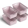 Pro Home 4 cesti portaoggetti da 5 l, con manici, senza BPA, organizer (30 x 20 x 11 cm, rosa), cestini per bagno, cucina, camera da letto, cestino per la casa