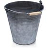 Spetebo Secchio decorativo in zinco con manico in legno, colore antracite, 10 l, secchio in metallo per piantare o trasportare - secchiello per piante o fioriere