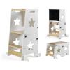 MS BabyWorld - Learn Up - Torre d'Apprendimento Montessori | Convertibile in Scrivania con Lavagna e Sgabello | Legno Massello | Barra di Sicurezza | Pieghevole