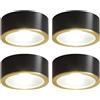 LEGZIT Confezione da 4 faretti in Ottone Spazzolato 3W,5W,7W,9W Faretto Rotondo Montato su Superficie 8cm,10cm Lampada da Incasso a bulbo oculare antiriflesso Lampada da Incasso a LED Oro/Nero
