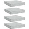vidaXL Mensole a Muro 4 pz Grigio Cemento 23x23,5x3,8 cm in MDF