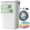 Spetebo - Cesto per la biancheria, effetto vimini, cesto per la lavanderia, 65 l, colore bianco