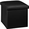 IlGruppone Pouf Contenitore Quadrato Portaoggetti in Ecopelle Poggiapiedi Salotto Sgabello Pouff Camera Design con Coperchio MOD Liam - Nero