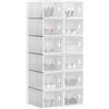 WOLTU Set di 12 Scatole per Scarpe Contenitore Portascarpe Scarpiera Organizzatore Portaoggetti Impilabile Salvaspazio Coperchio Magnetico Plastica Trasparente Bianco 35x25x19cm