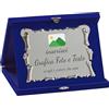 Pubblimania Targa Regalo Anniversario Personalizzata a Forma di Pergamena Argentata con Elegante Cofanetto in Velluto - Ideale per Premiazioni, Pensionamento, Lauree (Blu)