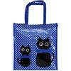 Or&My Shopper Borsa Donna in Plastica Busta Spesa Casual Universale Fantasia Gattini (Celeste, Completo (Piccola+Media))