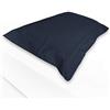 I SOGNI Coppia di Federe 100% Puro Cotone per Cuscino 52x82 cm + 3 Volani da 7 cm Tinta Unita (Blu)