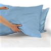 IlGruppone Coppia federe per Cuscino guanciale Letto 100% Cotone Made in Italy con Patella Interna - Azzurro - 52x80 cm
