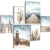Novart Quadros Spiaggia mare faro - Nessuna Cornice Necessaria - Collage Moderno Beige blu - Camera Da Letto Del Soggiorno - N007163a