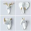 ZYCW Appendi Abiti da Muro Moderni, Decorativi da Parete Testa di Animale Resina Oro Mensole da Muro Design Attaccapanni per Giacche, Sciarpe, Borse, Zaini, Asciugamani (White,Collocation)