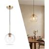 B·LED BARCELONA LED BARCELONA LED Lámpara A Sospensione Cleire E27 Vetro Trasparente Oro | Sfera Ø20 cm, metallo finitura dorata, cavo regolabile 108 cm, interni, soggiorno, sala pranzo, 220-240 V, max. 40 W
