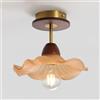 DLGLOLIN Lampada da soffitto in ambra vetro, creatività fiore decorazione lampada da soffitto, E27 legno illuminazione a soffitto, lampada a sospensione per soggiorno sala da pranzo camera da letto
