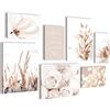 Novart Quadros - Completamente Pronto Da Appendere - Immagini - Boho Fiori - 7 Pezzi Set Moderni - N023271a