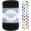 Uiopa Corda Macrame, Filo Macrame Corda Cotone, 4 Fili Cordoncino Cotone Spago Colorata, Cordino per Borse Uncinetto Arazzo da Parete Artigianato Fai Da Te Appendini per Piante