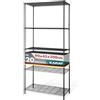 KARAT Scaffale in metallo con 5 ripiani, ripiani regolabili in altezza e piedini livellatori (Rocky, nero, 90 x 45 x 200 cm)